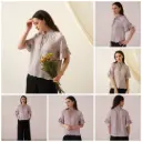Satin Wrinkle Lavender Grey Top
