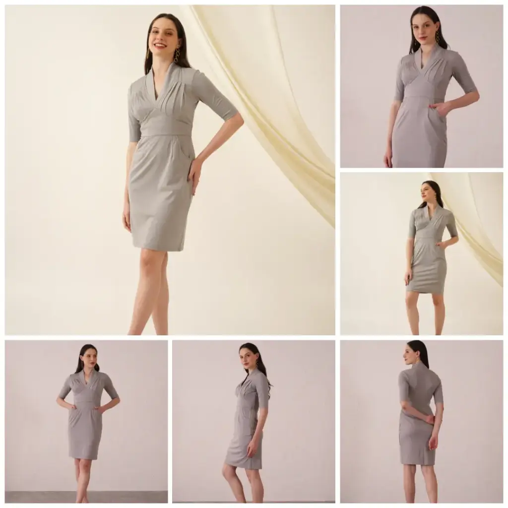 Grey Cotton Knit Office-Wear