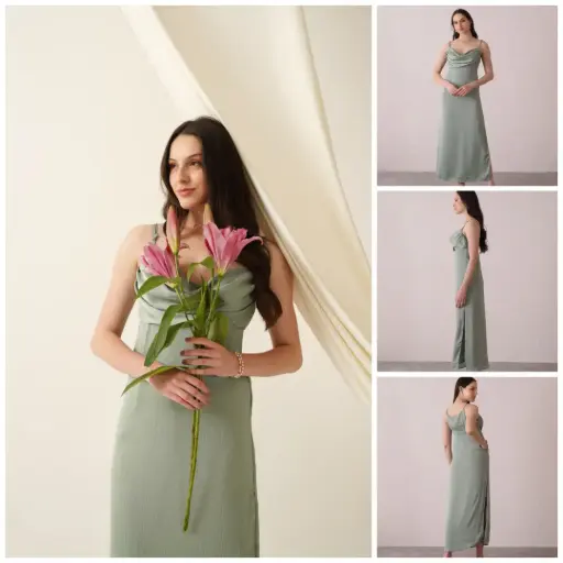 Pistachio Green Long Fall Dress